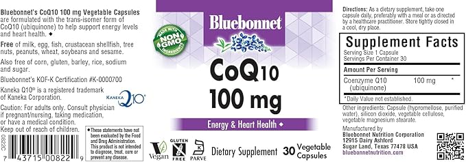 Bluebonnet CoQ10 – 100 mg – 30 Vegetarian Softgels – Heart & Energy Support - END Nutrition