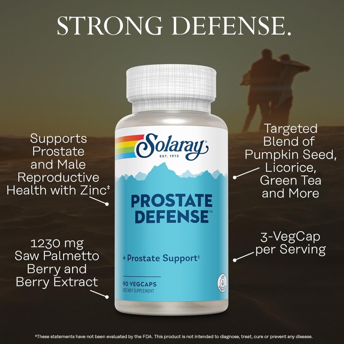 Solaray Prostate Defense – Men’s Wellness Support with Saw Palmetto, Zinc, Nettle, Pumpkin Seed & Green Tea – 90 Vegan Capsules - END Nutrition