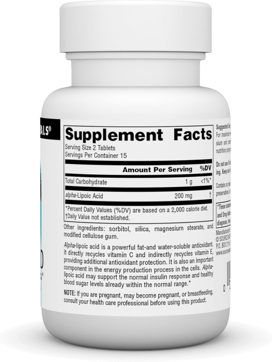 Source Naturals Alpha Lipoic Acid – 100 mg – 30 Tablets – Antioxidant & Metabolic Support - END Nutrition