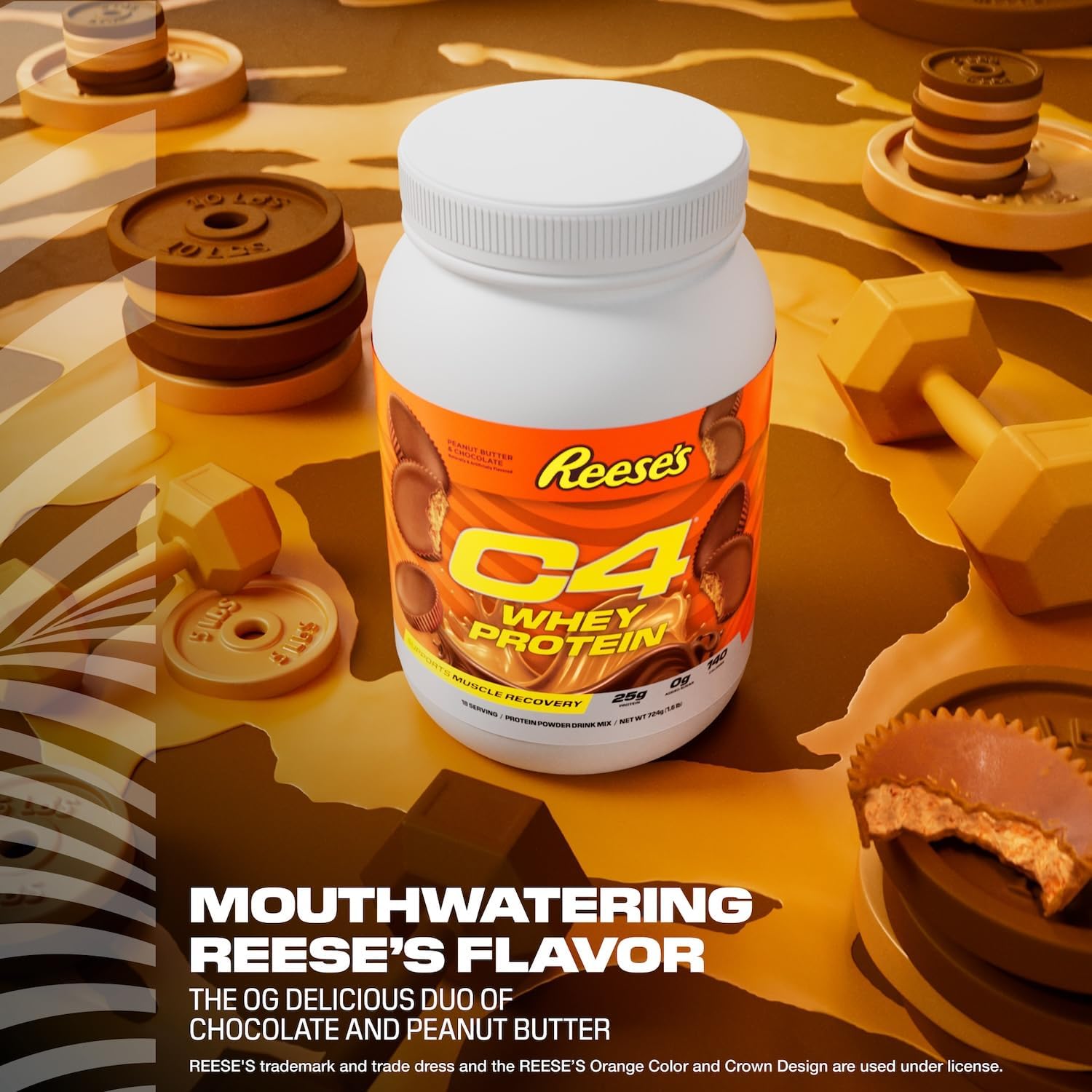 C4 Whey Protein Powder, Reese’S Peanut Butter & Chocolate - 25g Protein, 0g Added Sugar, 140 Calories Per Serving, Supports Muscle Recovery, 66 Servings, Premium Whey for Post-Workout