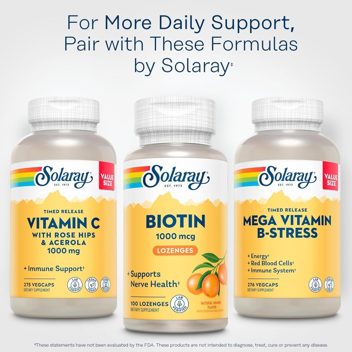 Solaray Biotin 1000 mcg Lozenges – Hair, Skin, Nails & Energy Support – With Vitamin A – Natural Orange Flavor – 100 Count - END Nutrition