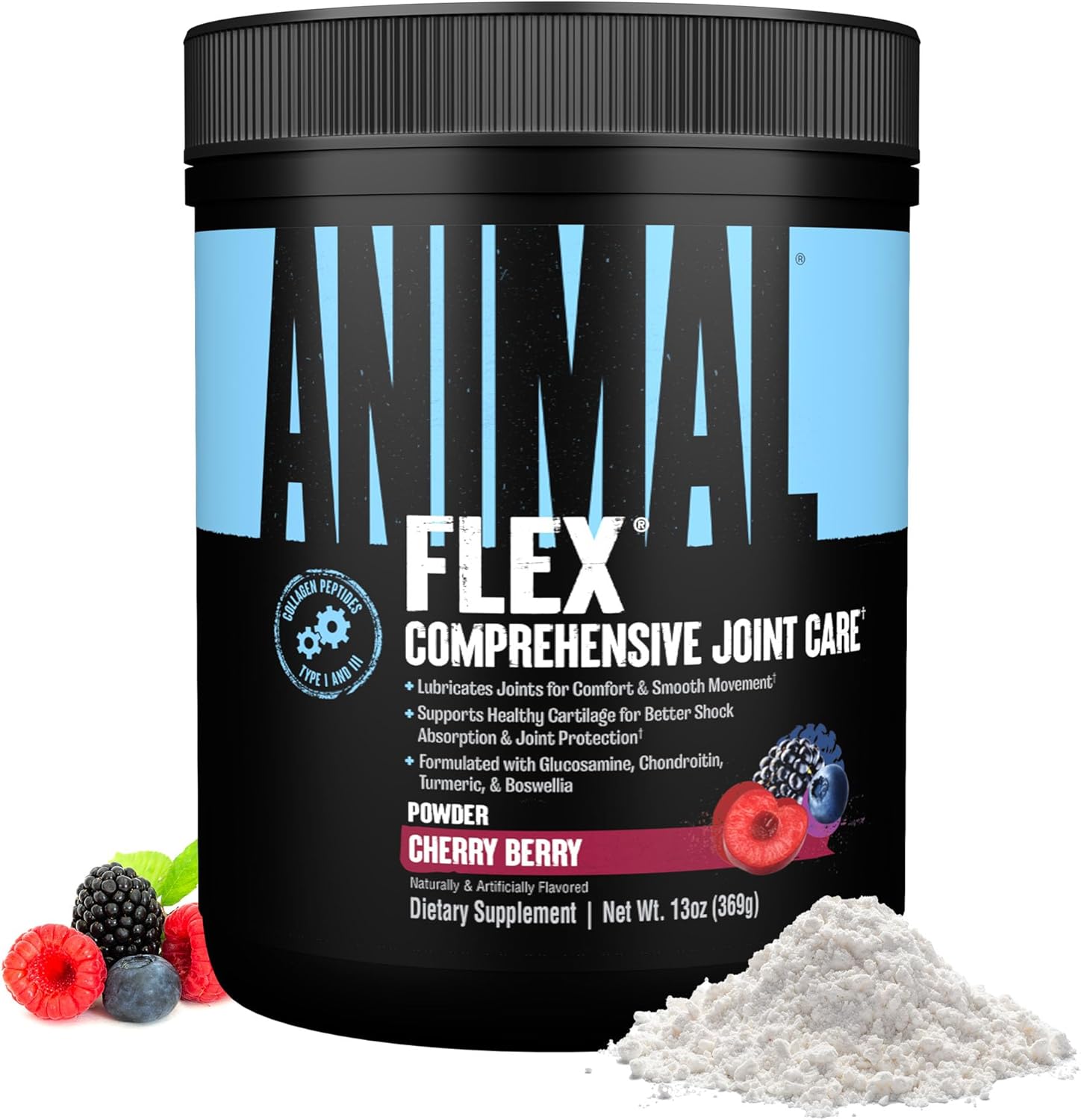 Animal Flex Powder – Joint Support Supplement – Turmeric, Glucosamine, Chondroitin, MSM, Collagen & Boswellia – Cherry Flavor – 30 Scoops