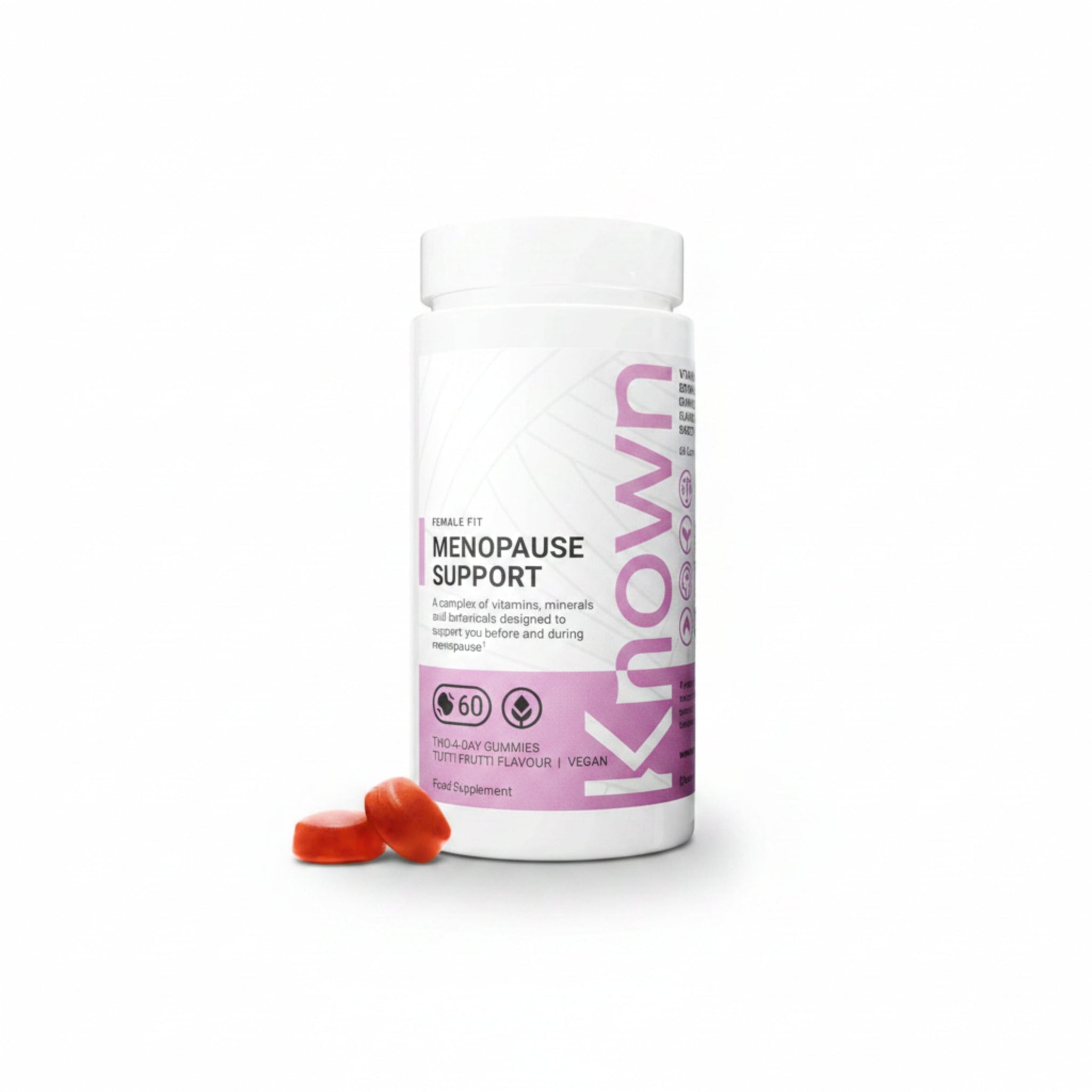 Known Menopause Support Gummies – Tutti Frutti Flavour, Vegan Multivitamin with Evening Primrose Oil, Sage, Red Clover & Vitamins – Perimenopause & Postmenopause, 1 Month Supply - END Nutrition