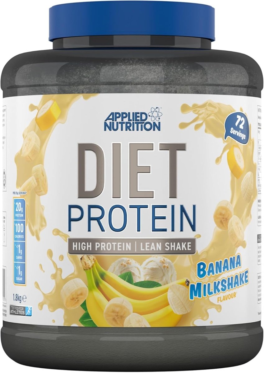 Applied Nutrition Diet Whey – Banana Milkshake Flavour – 1.8 kg (72 Servings) – High Protein, Low Carb & Sugar – Weight Management with CLA, L‑Carnitine & Green Tea - END Nutrition