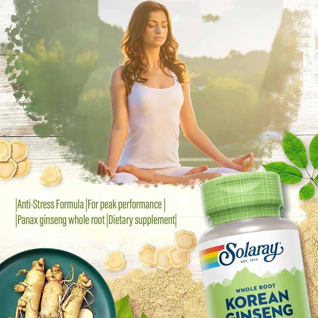 Solaray Korean Ginseng 550 mg – Energy, Vitality, Circulation & Stress Support – 50 Vegan Capsules - END Nutrition
