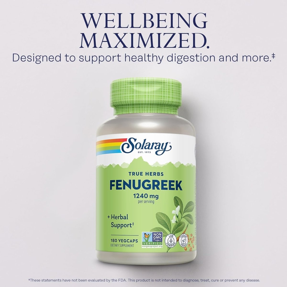 Solaray Fenugreek Seed 1240 mg – Herbal Support for Metabolism, Digestion & Vitality – 180 Vegan Capsules - END Nutrition