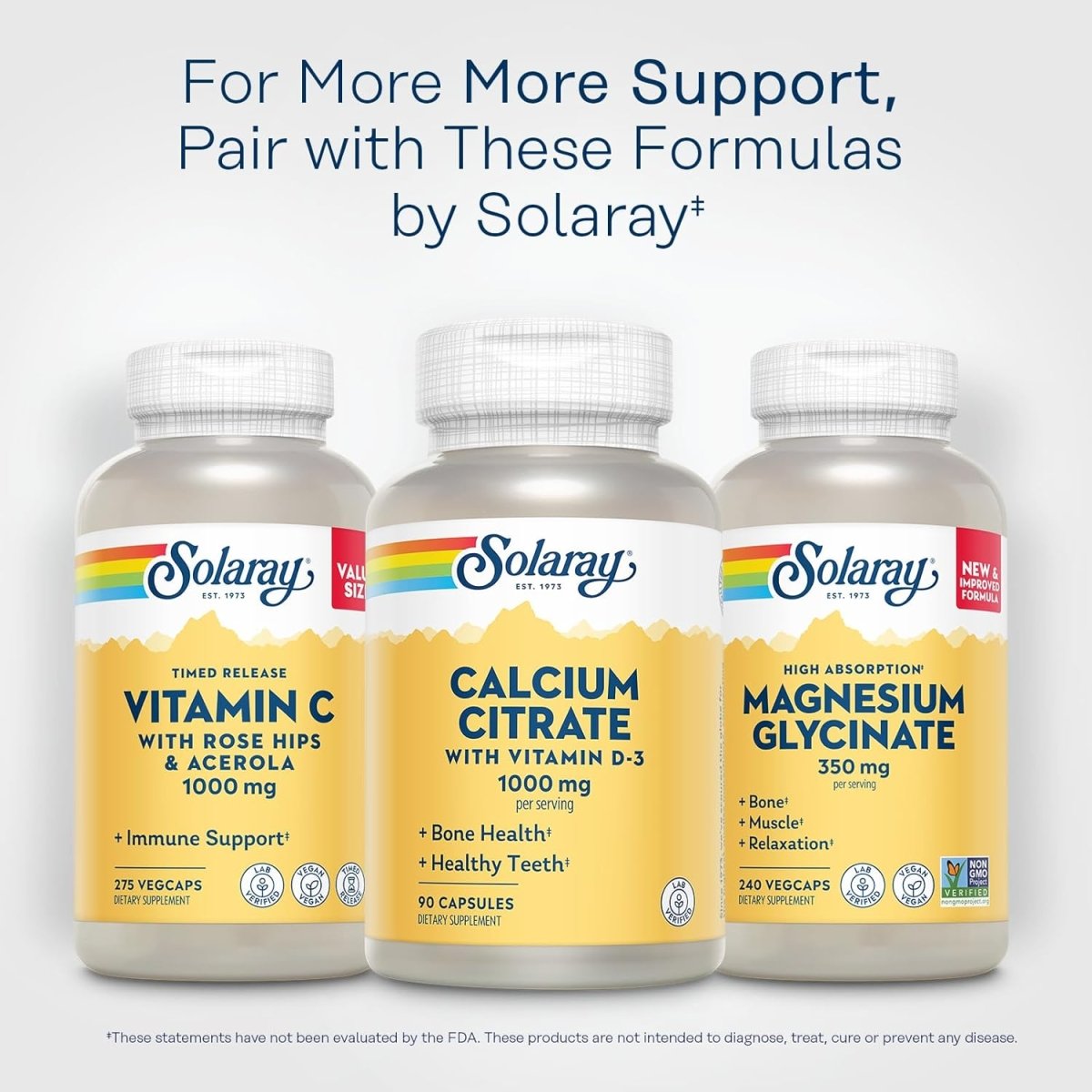 Solaray Calcium Citrate with Vitamin D3 – Bone Strength, Teeth Health & Gentle Digestion – 90 Capsules - END Nutrition