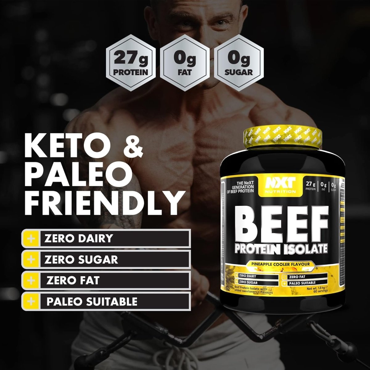 NXT Nutrition Beef Protein Isolate – Pineapple Blast – 1.8 kg – Dairy‑Free High Protein Powder - END Nutrition