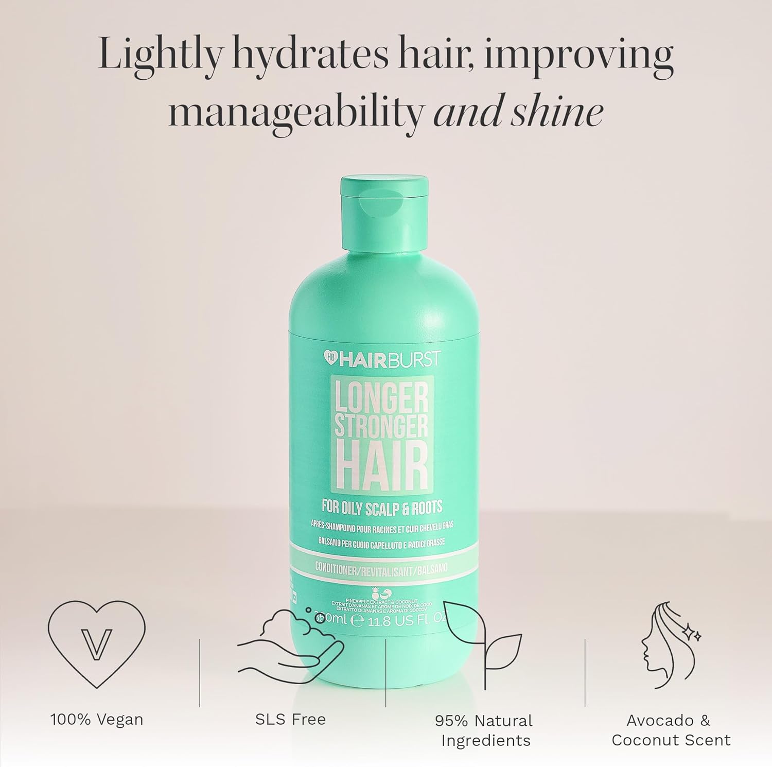 Hairburst Conditioner for Oily Roots & Scalp | 350 ml  Removes Excess Sebum & Oil Build‑Up, Vegan