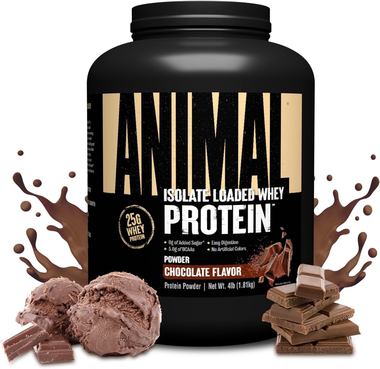 Universal Nutrition Animal Whey Isolate Protein Powder– Chocolate Flavor – 4 lbs