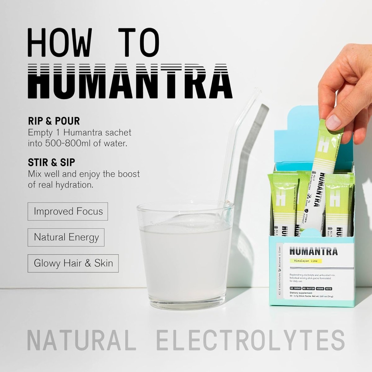 Humantra Electrolyte Powder – Himalayan Lime (20 Sachets) | 6-Electrolyte Hydration | Plant-Based, Vegan, Sugar Free & Gluten Free - END General Trading