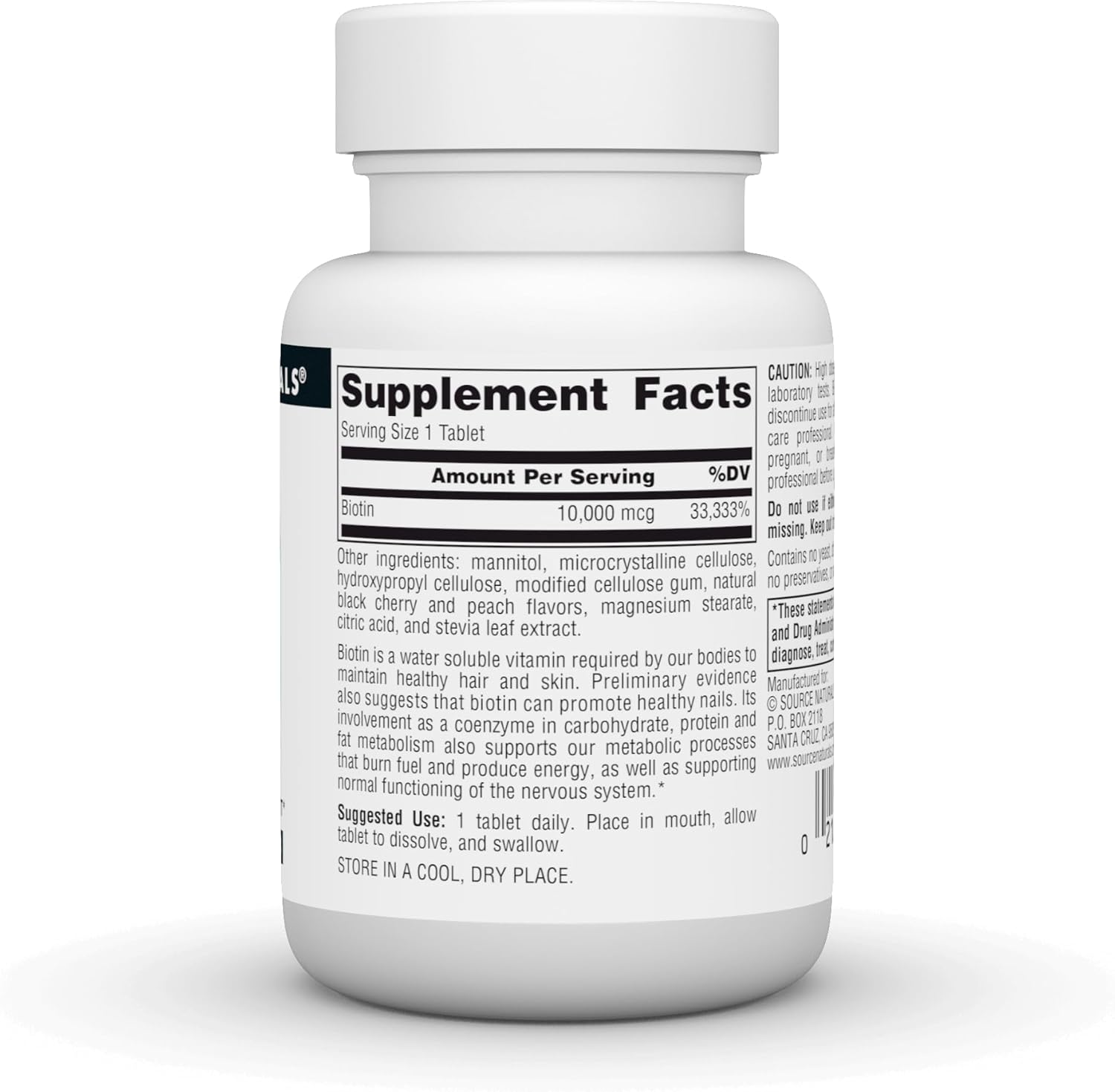 Source Naturals Biotin Fast Melt – 10,000 mcg – 120 Tablets – Hair, Skin & Nail Support