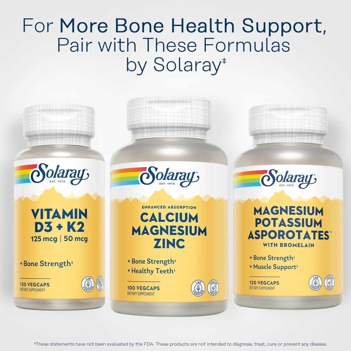 Solaray Calcium Magnesium Zinc – Bone Strength, Muscle Function, Heart & Immune Support – 100 Vegan Capsules - END Nutrition