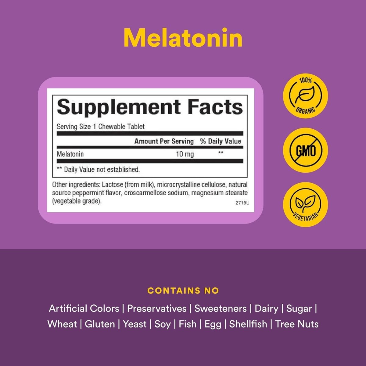 Natural Factors Stress‑Relax Melatonin – 10 mg – 60 Chewable Tablets – Sleep Support - END Nutrition