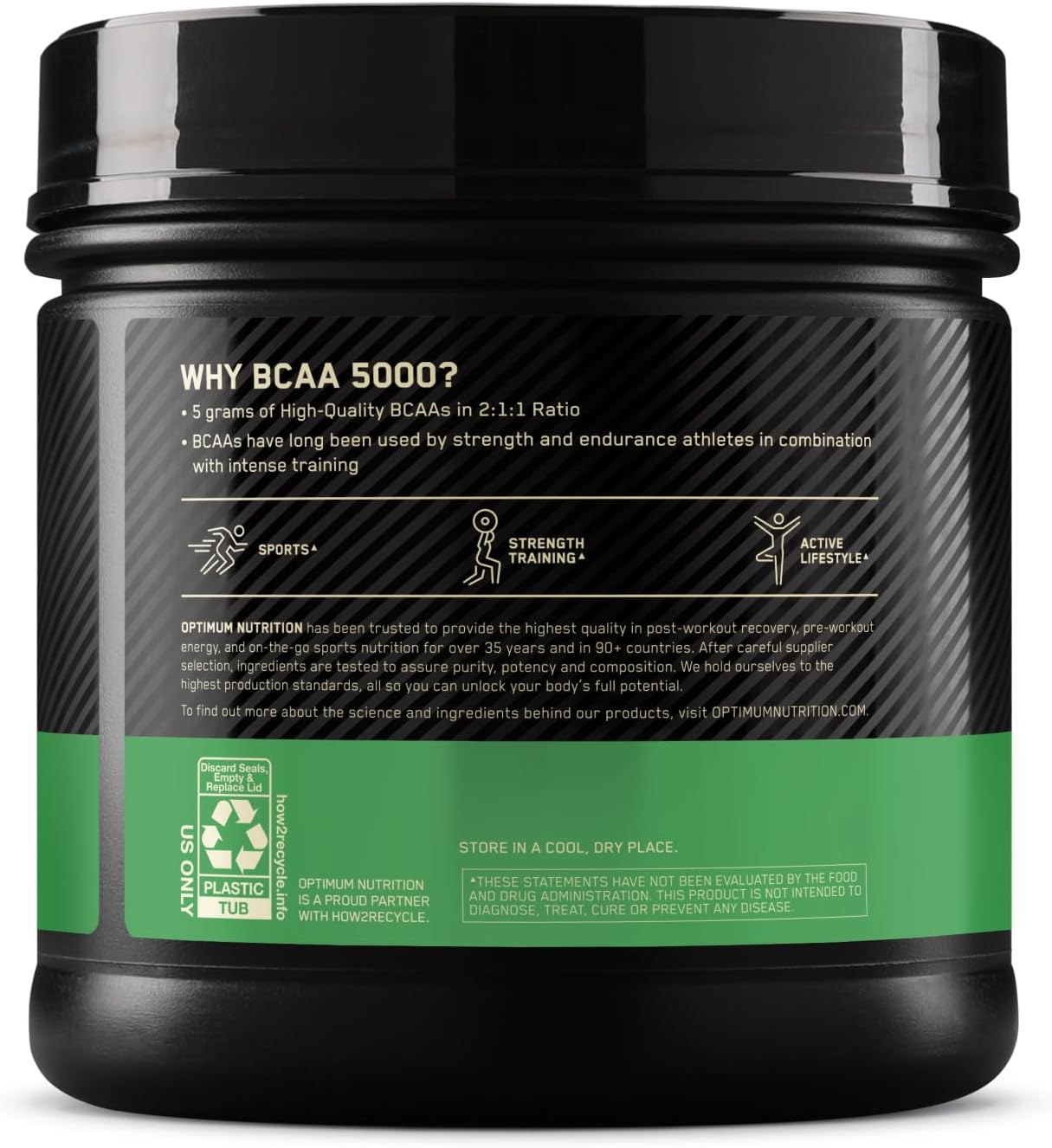 Optimum Nutrition Instantized BCAA 5000 Powder – 60 Servings – Branched Chain Amino Acids for Muscle Recovery, Endurance & Performance