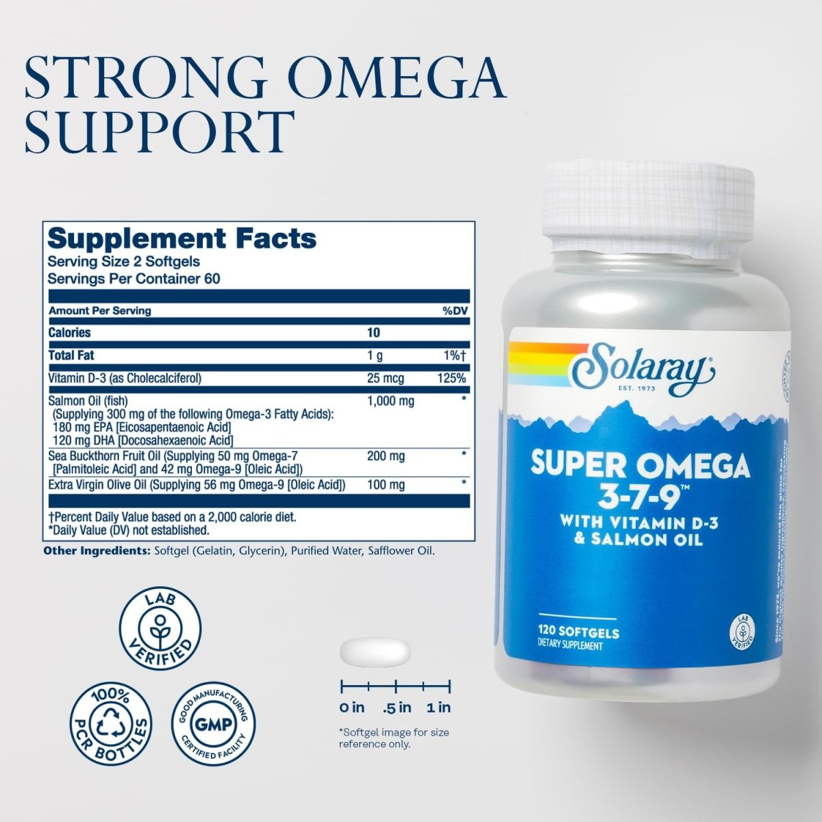 Solaray Super Omega 3‑7‑9 – EPA, DHA & Essential Fatty Acids – Skin, Heart & Joint Support – 120 Mini Softgels - END Nutrition