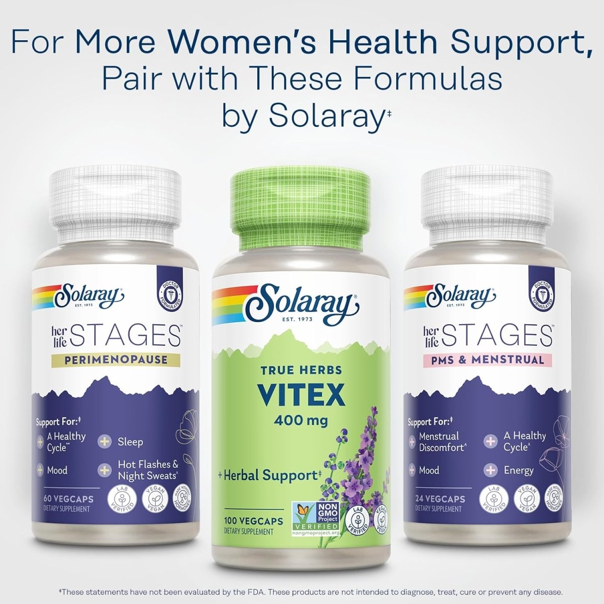 Solaray Vitex Berry 400 mg – Women’s Hormone Balance, Menstruation & Menopause Support – 100 Vegan Capsules - END Nutrition