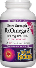 Natural Factors RxOmega‑3 Extra Strength – 600 mg – 150 Softgels – Heart, Brain & Eye Health Support with EPA & DHA