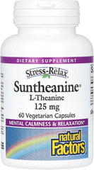 Natural Factors Stress‑Relax Suntheanine L‑Theanine – 125 mg – 60 Capsules – Non‑Drowsy Stress Support & Mental Calmness