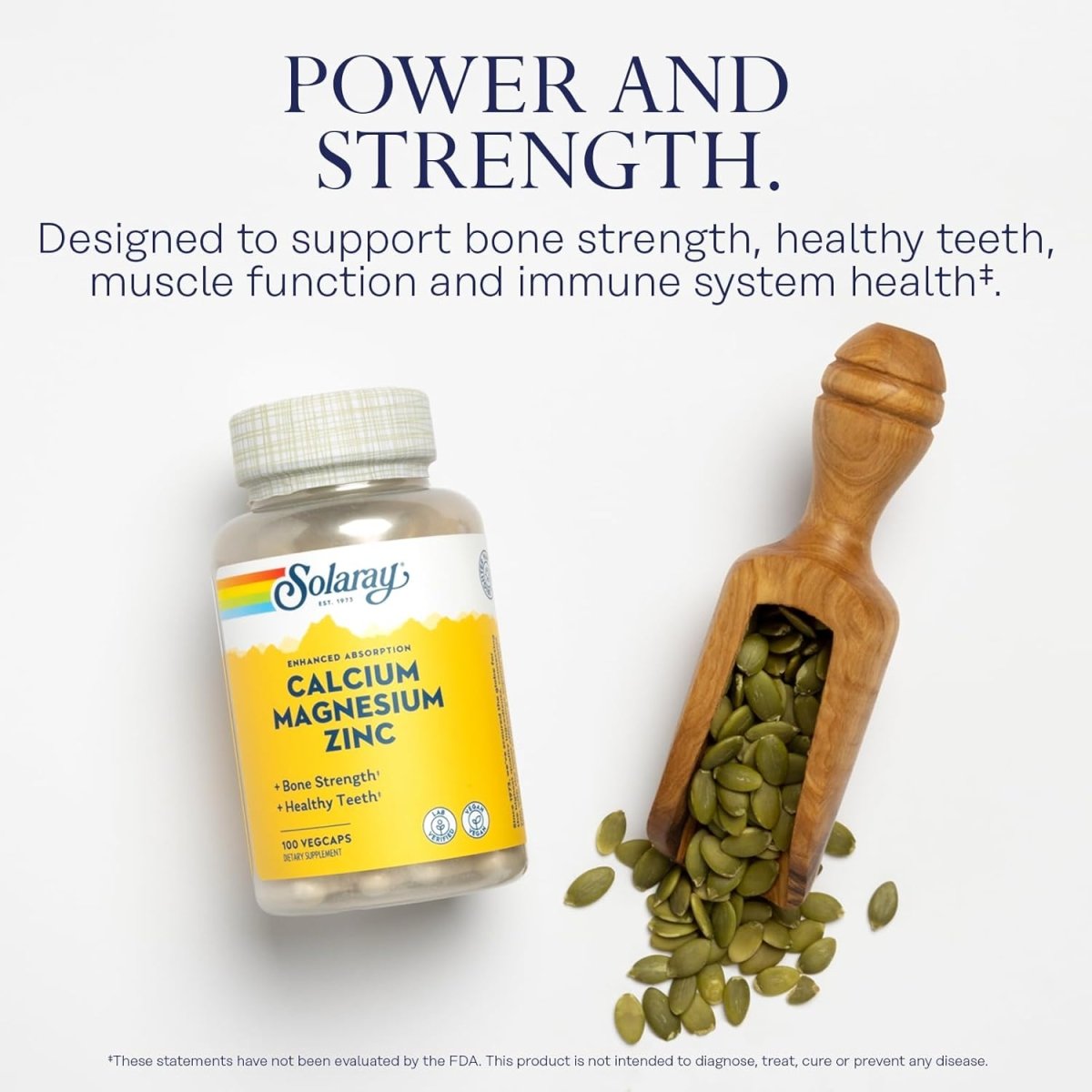 Solaray Calcium Magnesium Zinc – Bone Strength, Muscle Function, Heart & Immune Support – 100 Vegan Capsules - END Nutrition