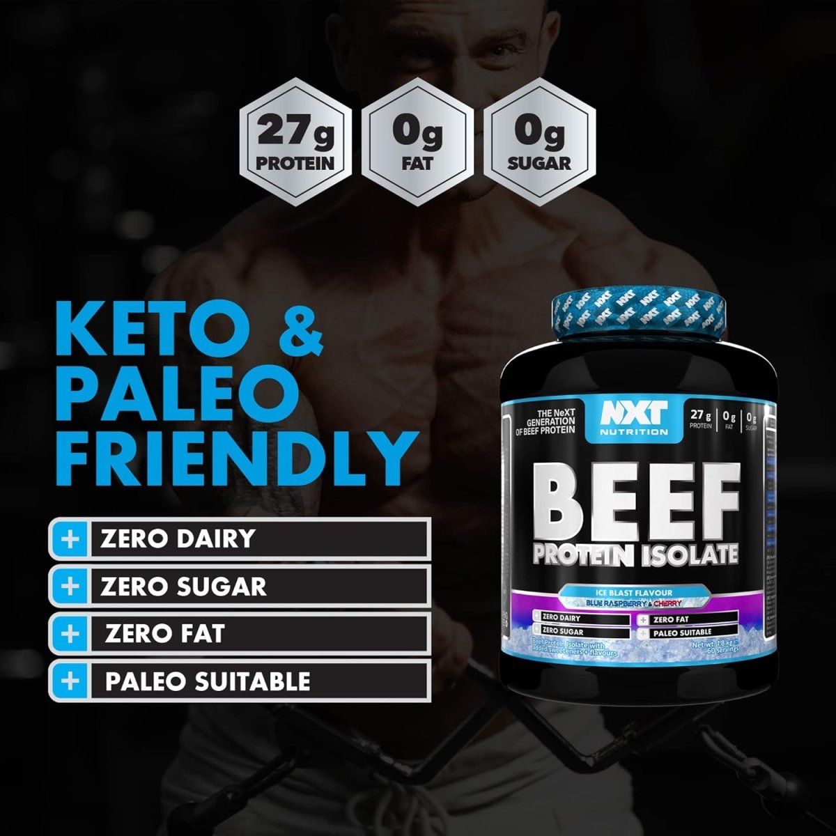 NXT Nutrition Beef Protein Isolate – Ice Blast – 1.8 kg – Dairy‑Free High Protein Powder - END Nutrition