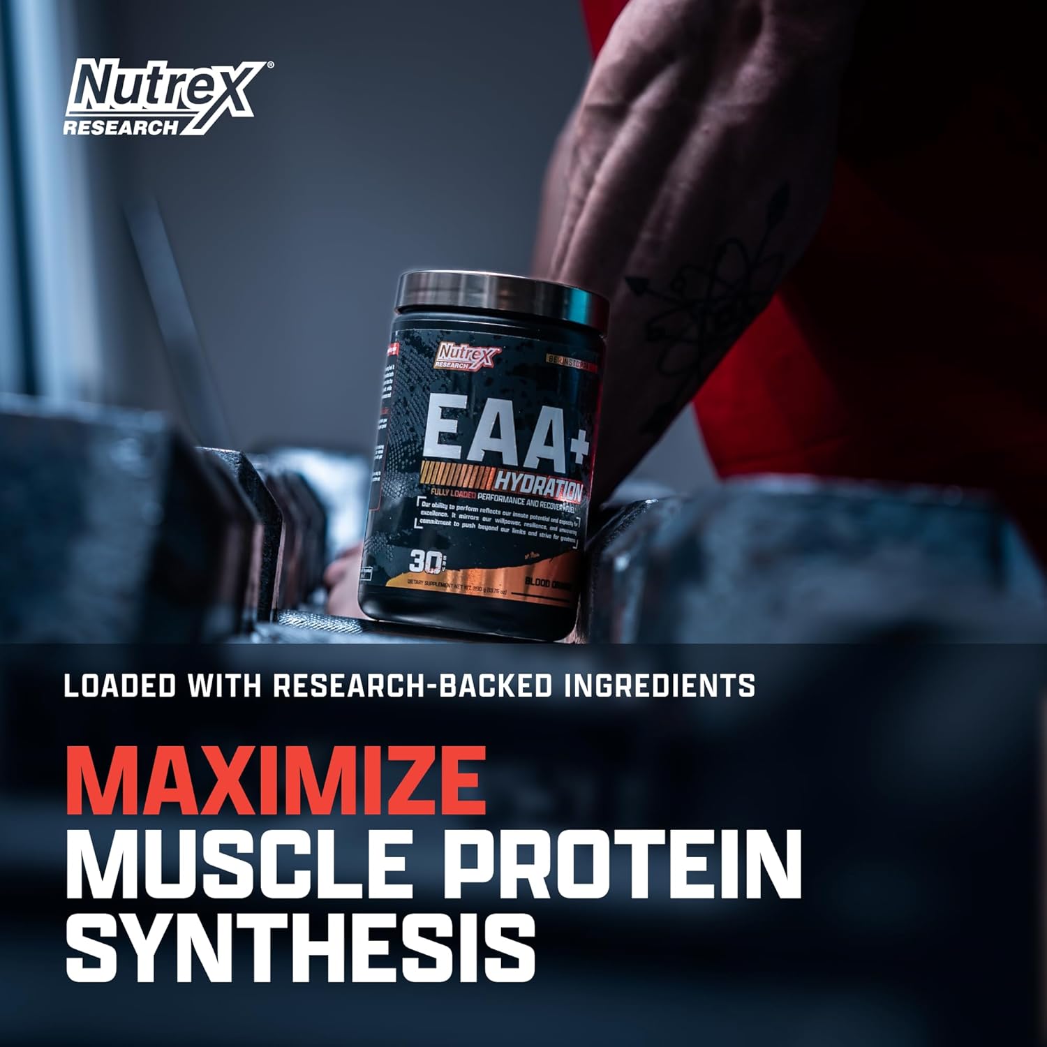 Nutrex Warrior EAA + Hydration – Blood Orange – Essential Amino Acids & Electrolytes – Muscle Recovery, Hydration & Performance – 390 g