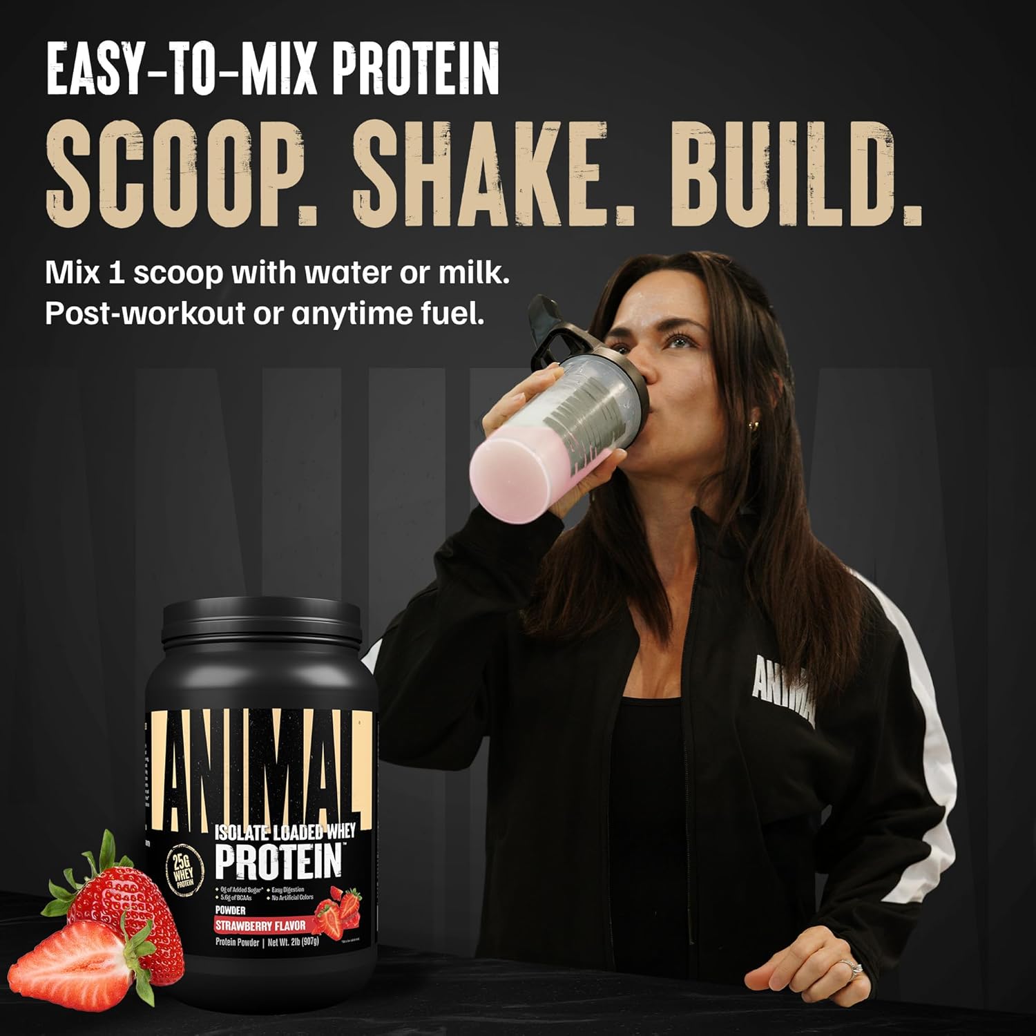 Universal Nutrition Animal Isolate Loaded Whey Protein – Fast Recovery & Lean Muscle – Strawberry Flavor – 2 lb