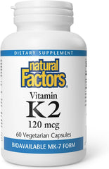 Natural Factors Vitamin K2 – 100 mcg – 60Veg Capsules– Bone Strength, Heart Health & Calcium Support