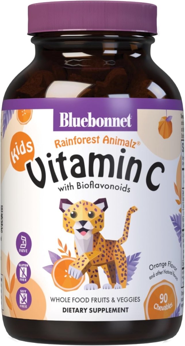 Bluebonnet Rainforest Animalz Vitamin C – 250 mg – 90 Chewable Tablets – Immune & Antioxidant Support for Kids -END Nutrition