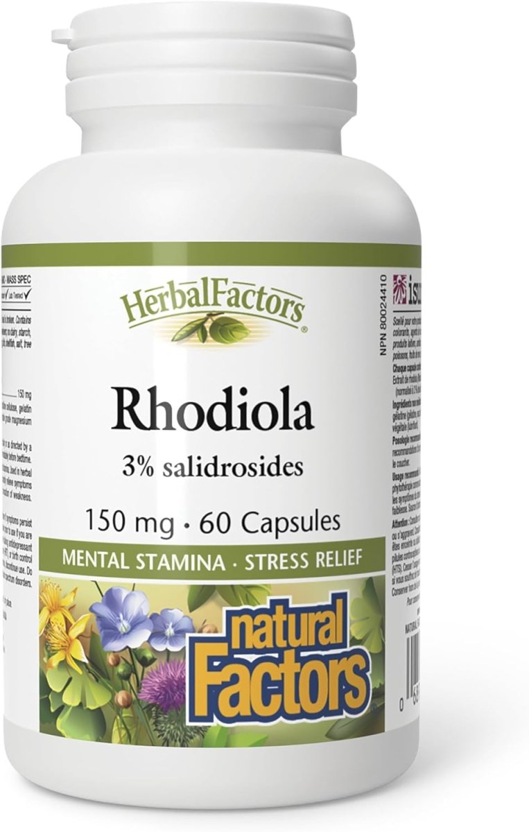 Natural Factors Rhodiola Rosea Extract – 150 mg – 60 Capsules – High Potency 8:1 Extract – Stress Relief & Energy Support - END Nutrition