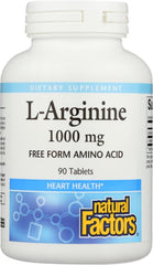 Natural Factors L‑Arginine – 1000 mg – 90 Tablets – Circulation, Heart Health & Immune Support