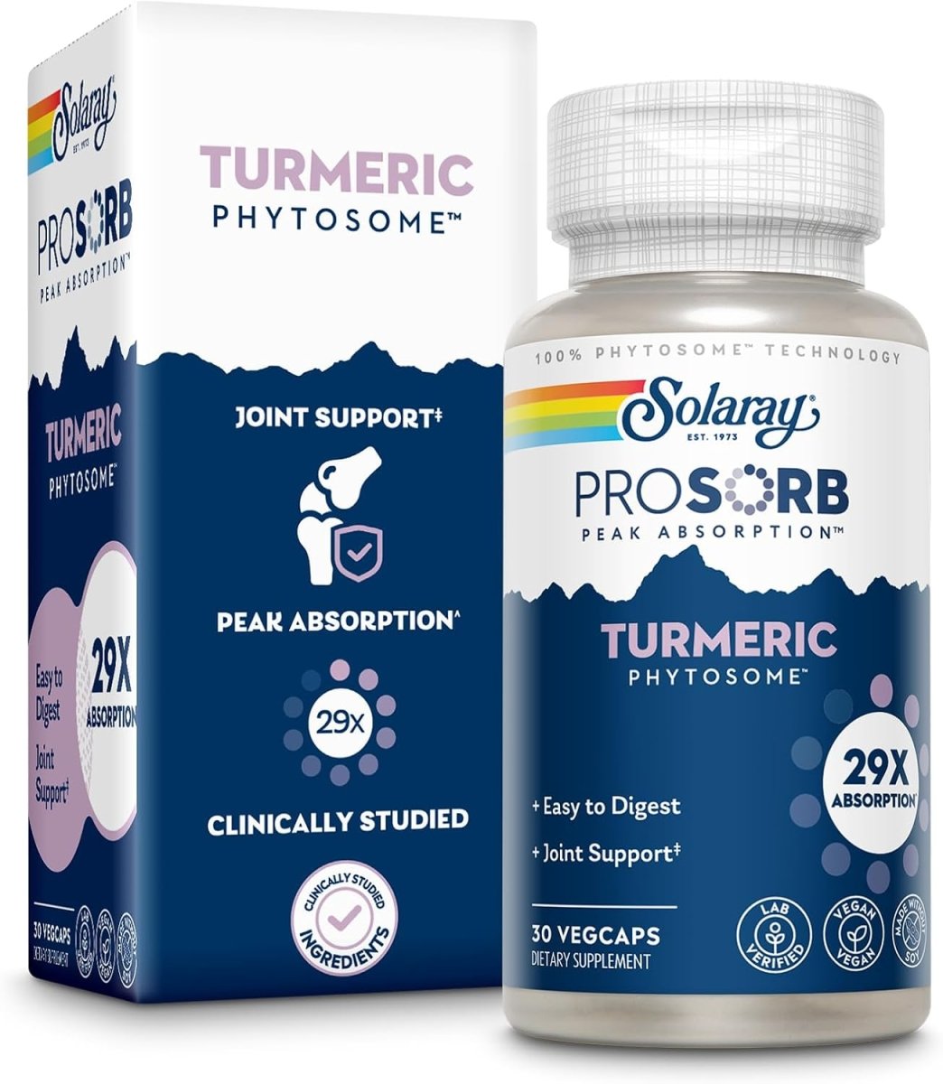 Solaray ProSorb Turmeric Phytosome 500 mg – 29X Absorption Curcumin – Joint Comfort, Mobility & Antioxidant Support – 30 Vegan Capsules - END Nutrition