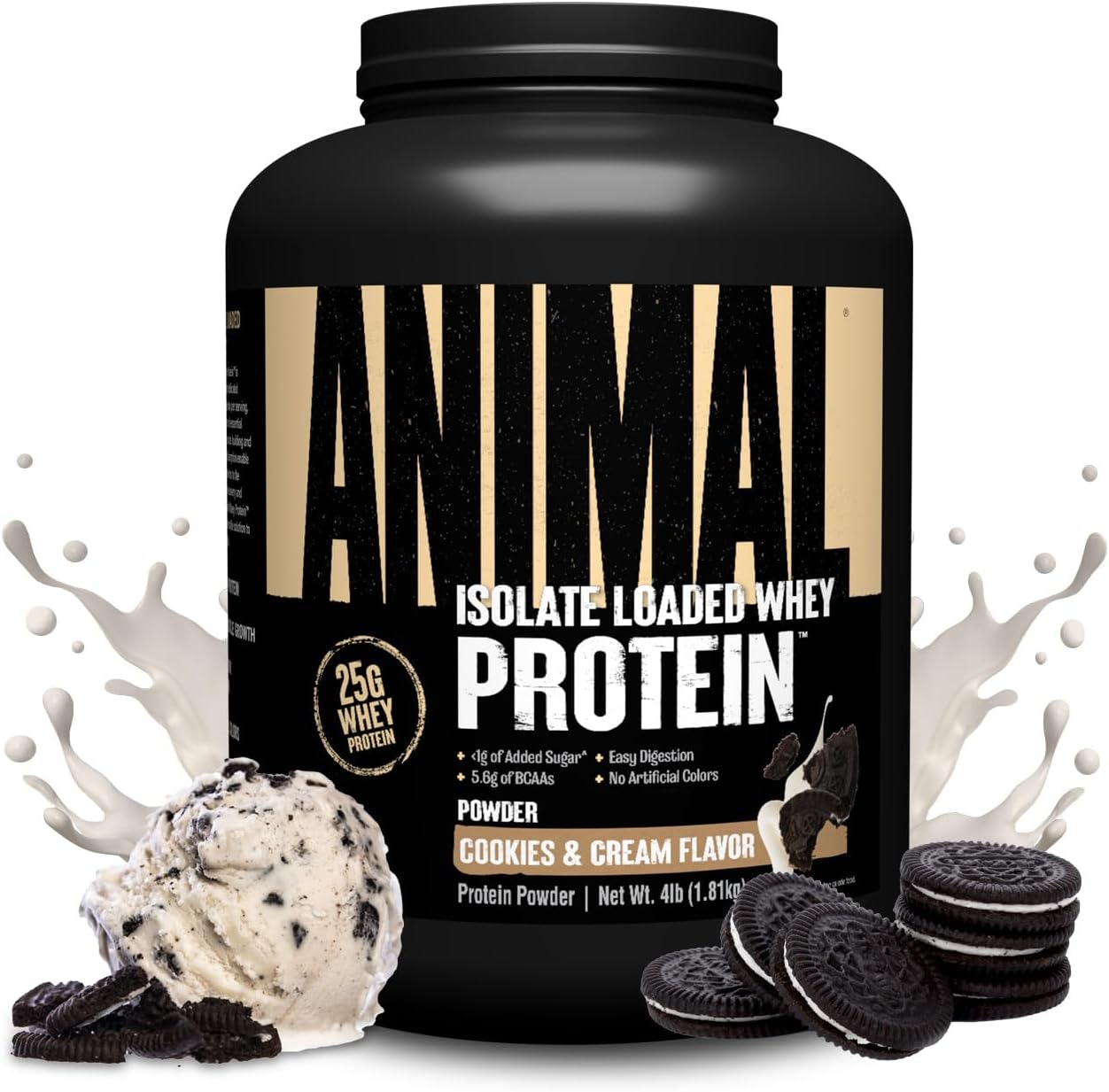 Universal Nutrition Animal Whey Isolate Protein Powder – Pre & Post Workout Muscle Builder – Digestive Enzymes – Cookies & Cream Flavor – 4 lbs