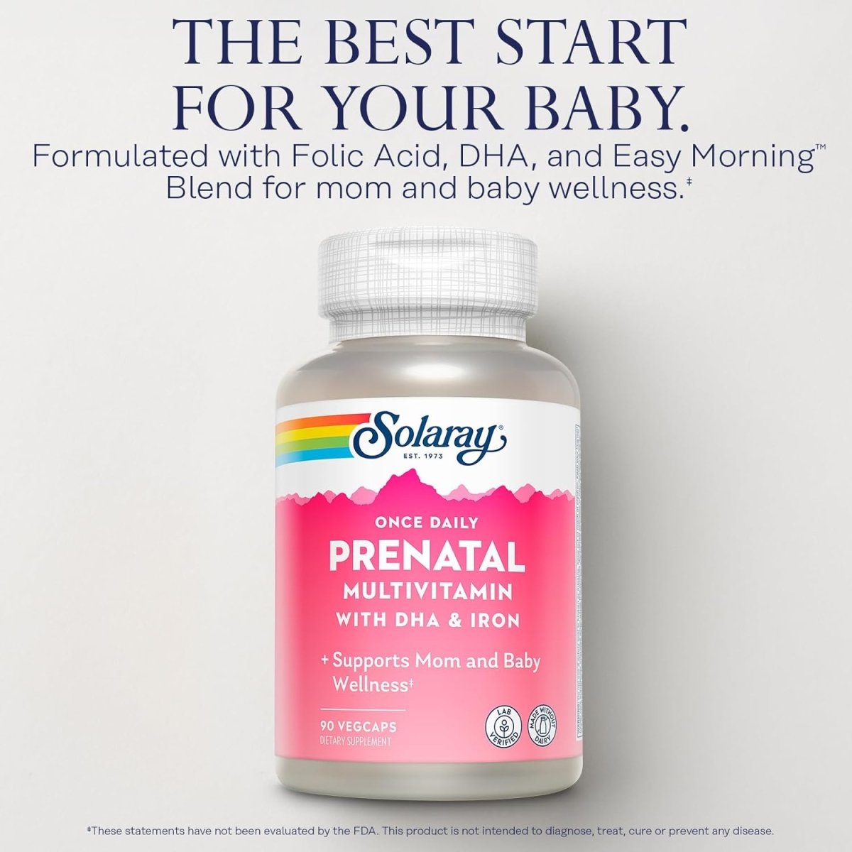 Solaray Once Daily Prenatal Multivitamin with DHA & Iron – Complete Vitamins & Minerals for Expectant Mothers – Herbal Blend & Whole Food Base – 90 Vegan Capsules - END Nutrition