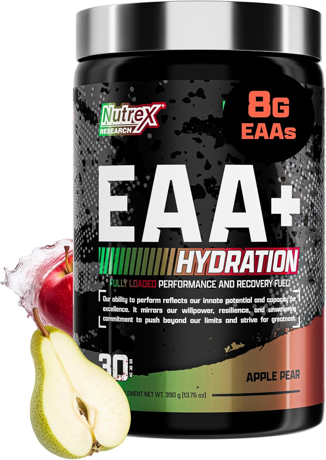 Nutrex Warrior EAA + Hydration – Apple Pear – Essential Amino Acids & Electrolytes – Muscle Recovery, Hydration & Performance – 390 g