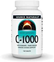 Source Naturals C‑1000 with Rose Hips – 1000 mg – 100 Time Release Tablets – Immune Support