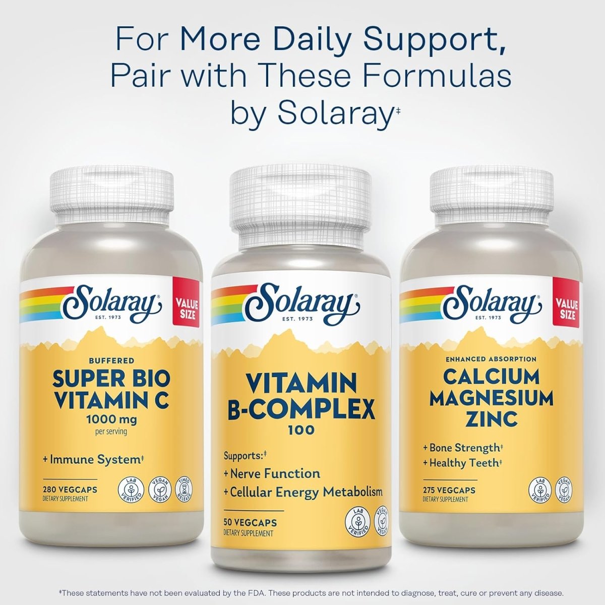 Solaray Vitamin B Complex 100 mg – Cellular Energy, Metabolism, Nerve & Heart Health – All 8 B Vitamins - Vitamin B12, B1, B2, B3, B6, Niacin, Folic Acid and Biotin – 50 Vegan Capsules - END Nutrition