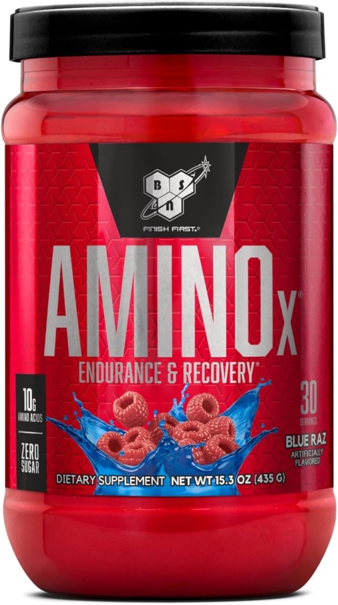 BSN Amino X – 10g Amino Acid & BCAA Blend (2:1:1) | Blue Raspberry | Caffeine-Free | Keto-Friendly | 30 Servings - Endnutrition.com
