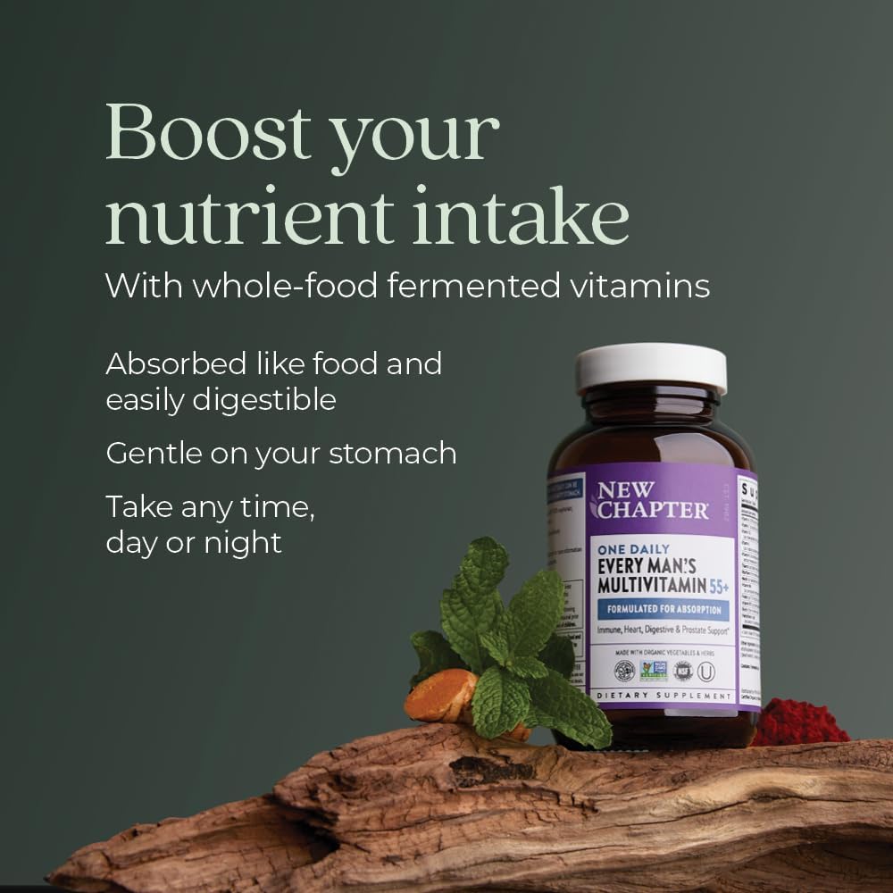 New Chapter Men’s Multivitamin 50+ One Daily – Brain, Heart & Prostate Support, Gentle, Non - GMO, 72 Tablets - END Nutrition