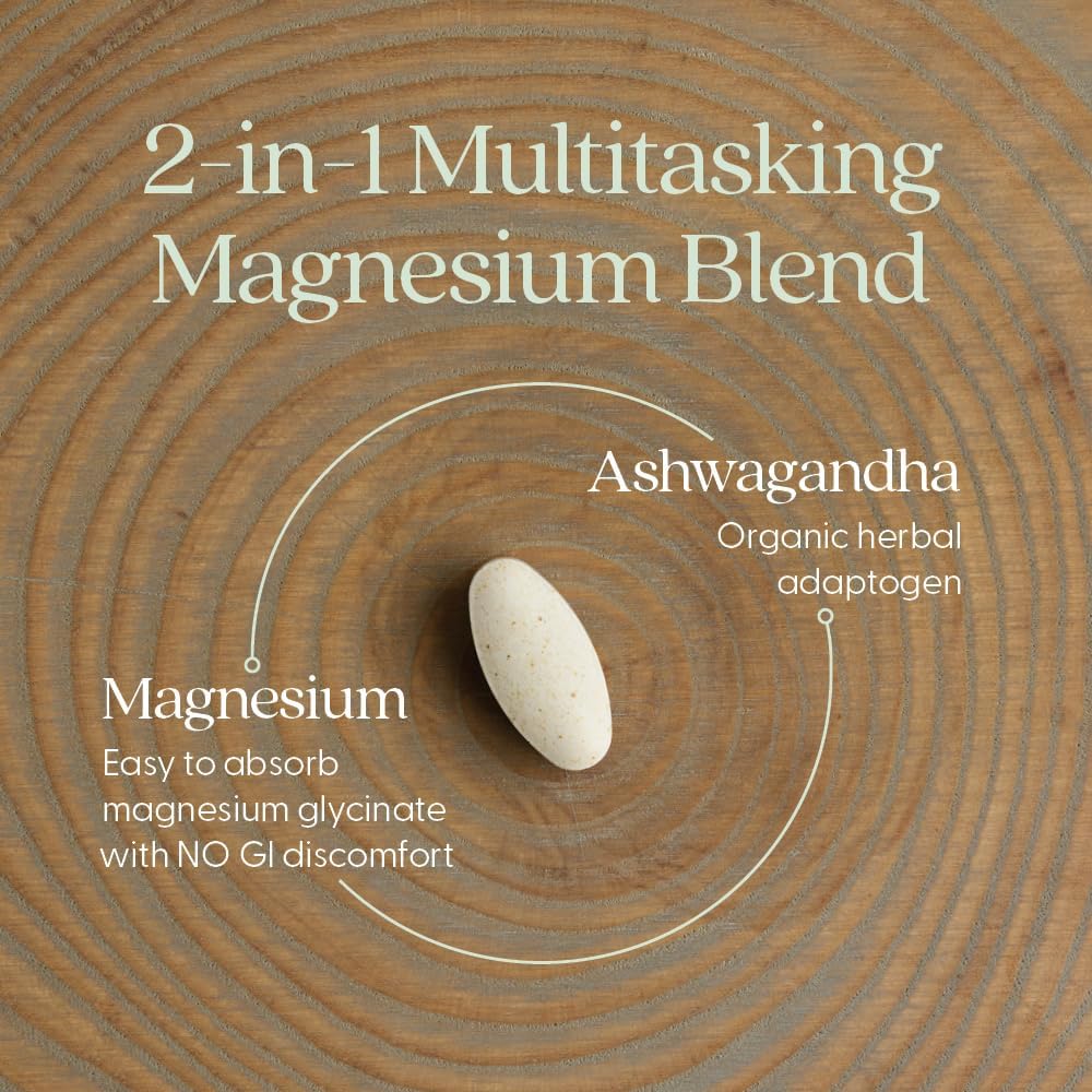 New Chapter Magnesium + Ashwagandha | Calm, Muscle & Heart Support-30 Tablets