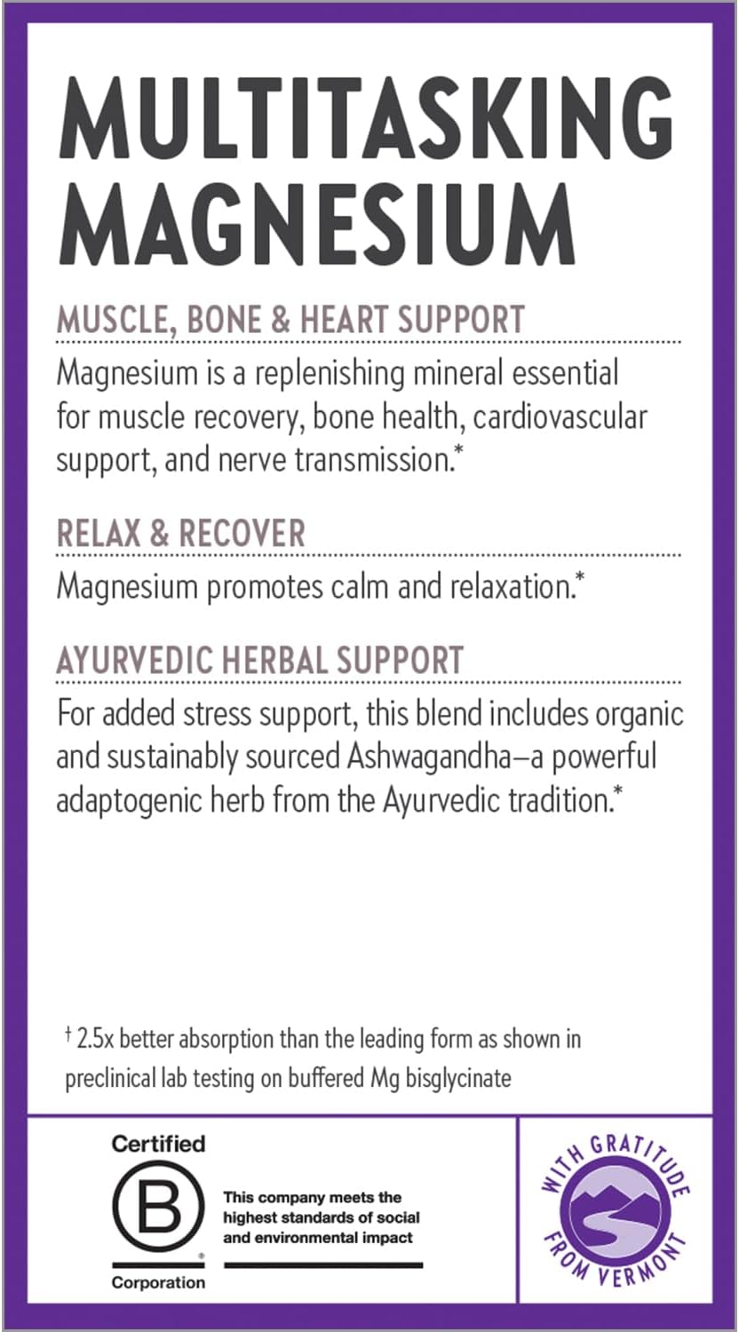 New Chapter Magnesium + Ashwagandha | Calm, Muscle & Heart Support-30 Tablets