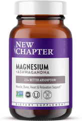 New Chapter Magnesium Glycinate  + Ashwagandha | Calm, Muscle & Heart Support-30 Tablets