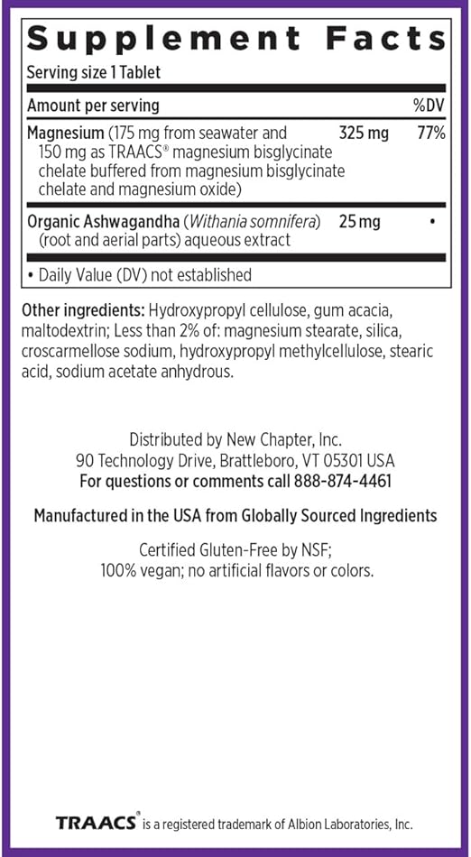 New Chapter Magnesium + Ashwagandha Supplement, 2.5X Absorption – 60 Tablets - END Nutrition