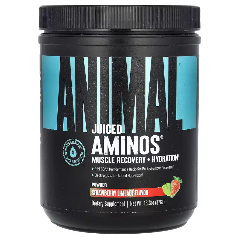 Universal Nutrition Animal Juiced Aminos – BCAA & EAA Recovery Formula – Muscle Repair, Endurance & Hydration – Strawberry Limeade Powder –378 g