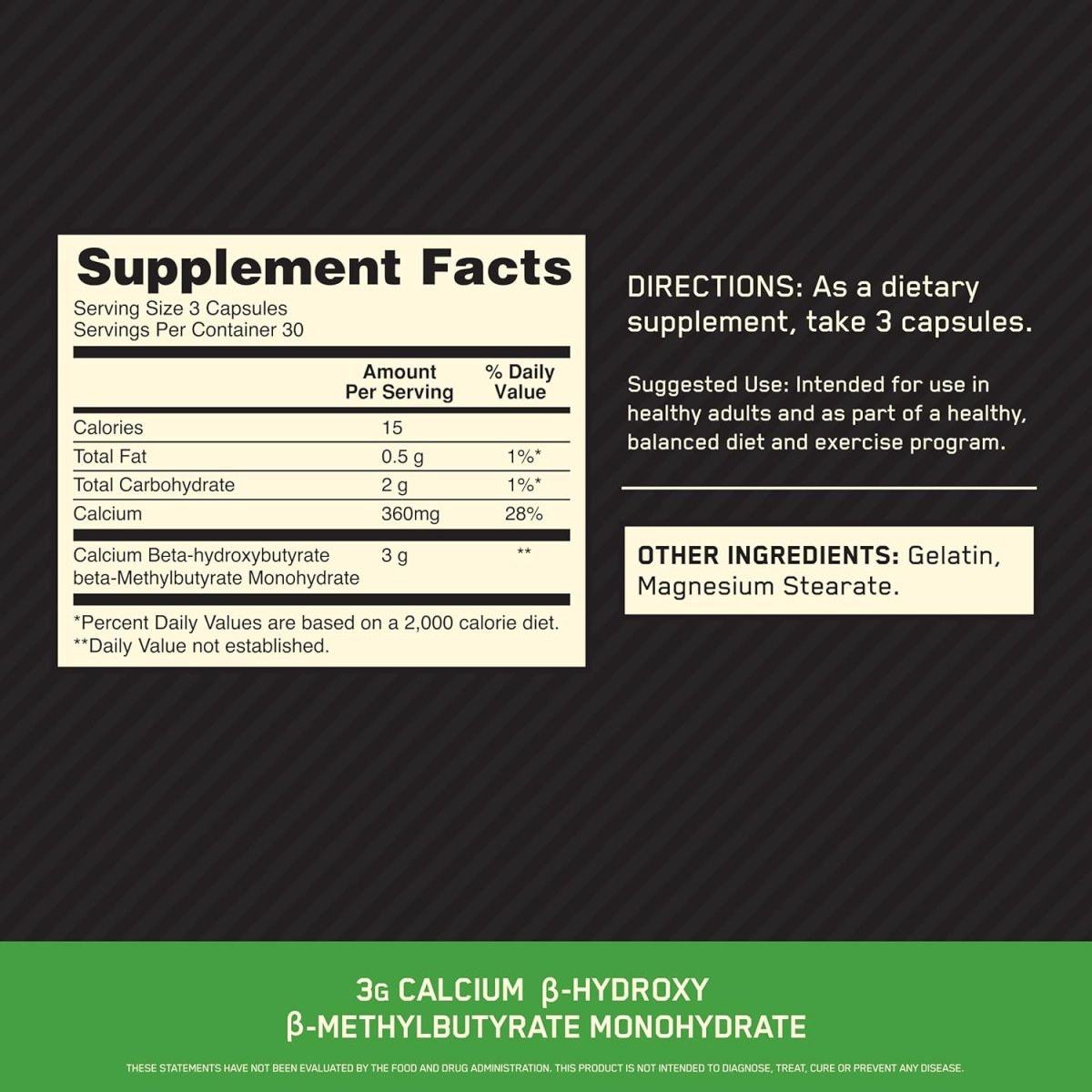 Optimum Nutrition HMB 1000 mg Capsules – Muscle Growth, Strength & Lean Mass Support, 90 Capsules - Endnutrition.com