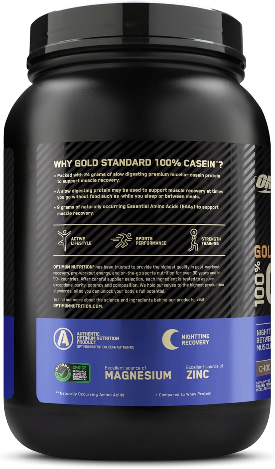 Optimum Nutrition Gold Standard 100% Casein Protein Powder – Creamy Vanilla, 1.81 Lbs