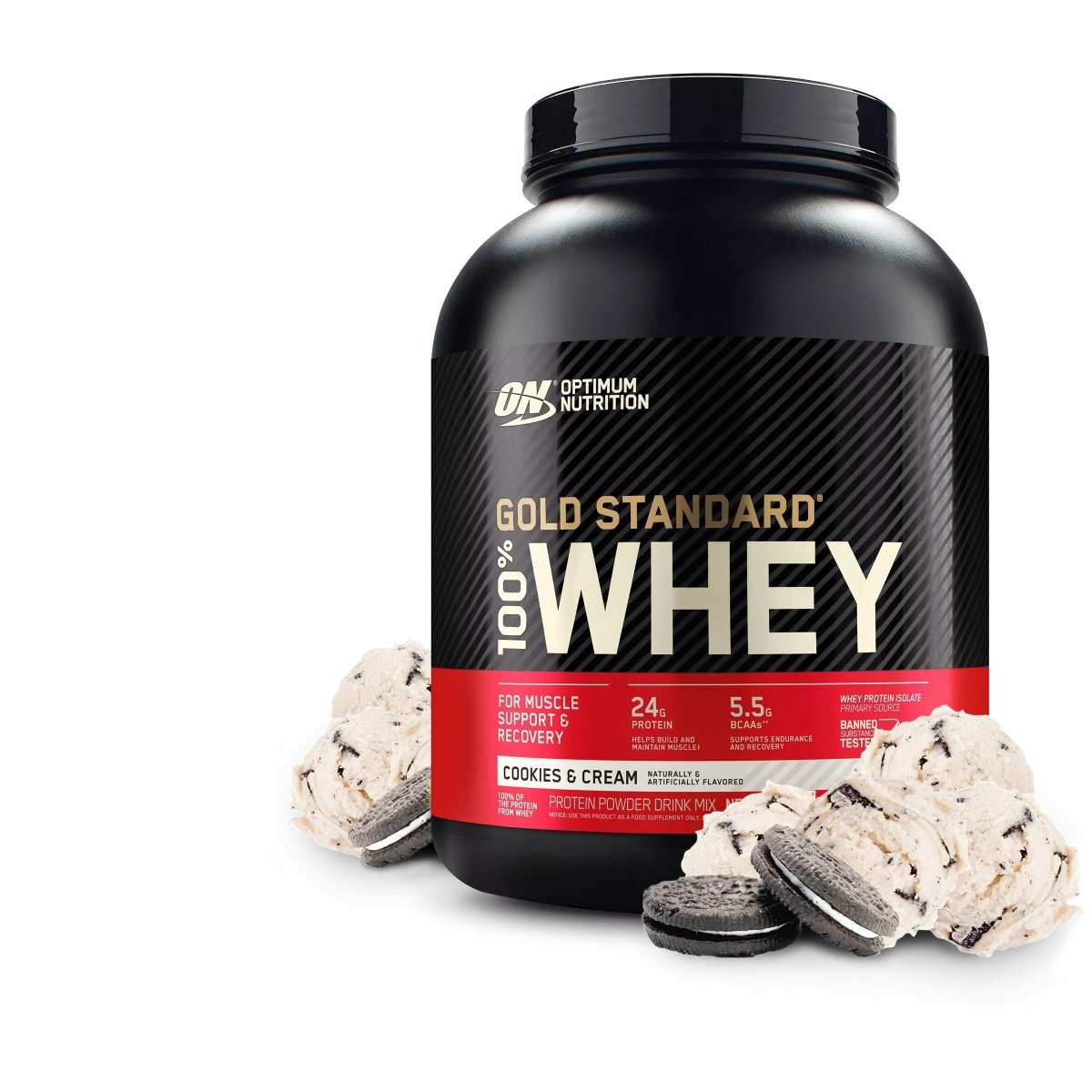 Optimum Nutrition Gold Standard 100% Whey Protein| Cookies & Cream | Post - Workout Recovery 5 lb - END Nutrition