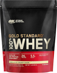 Optimum Nutrition Gold Standard Whey 1lb – Vanilla Ice Cream Protein Powder Gluten Free