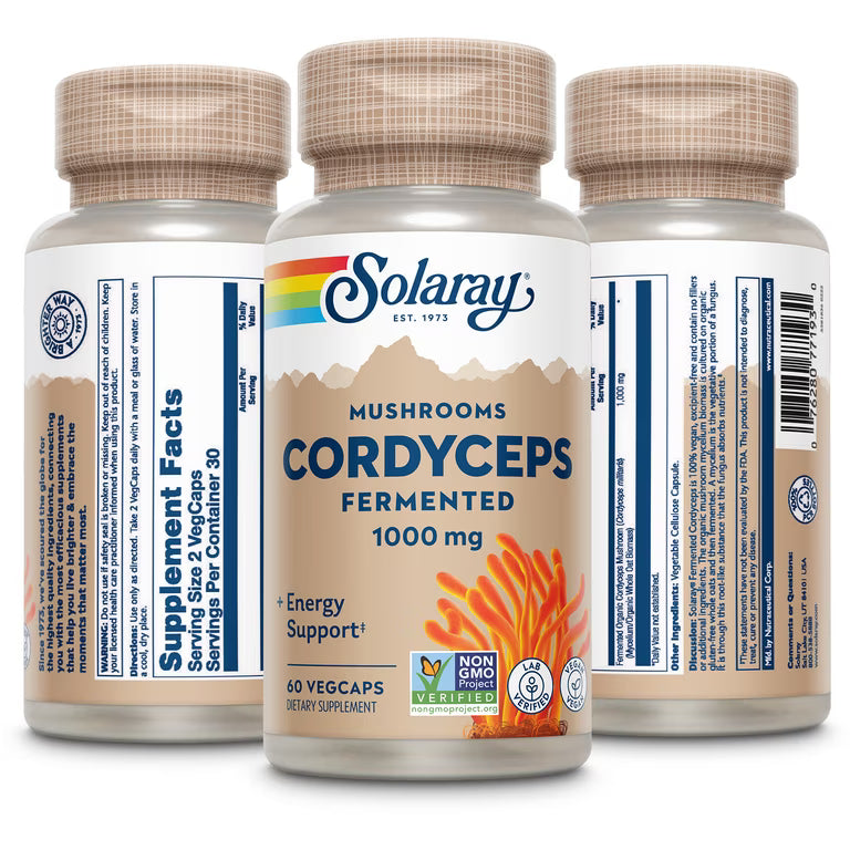 Solaray Cordyceps Mushroom – Energy, Endurance, Immune & Respiratory Support – 60 Vegan Capsules
