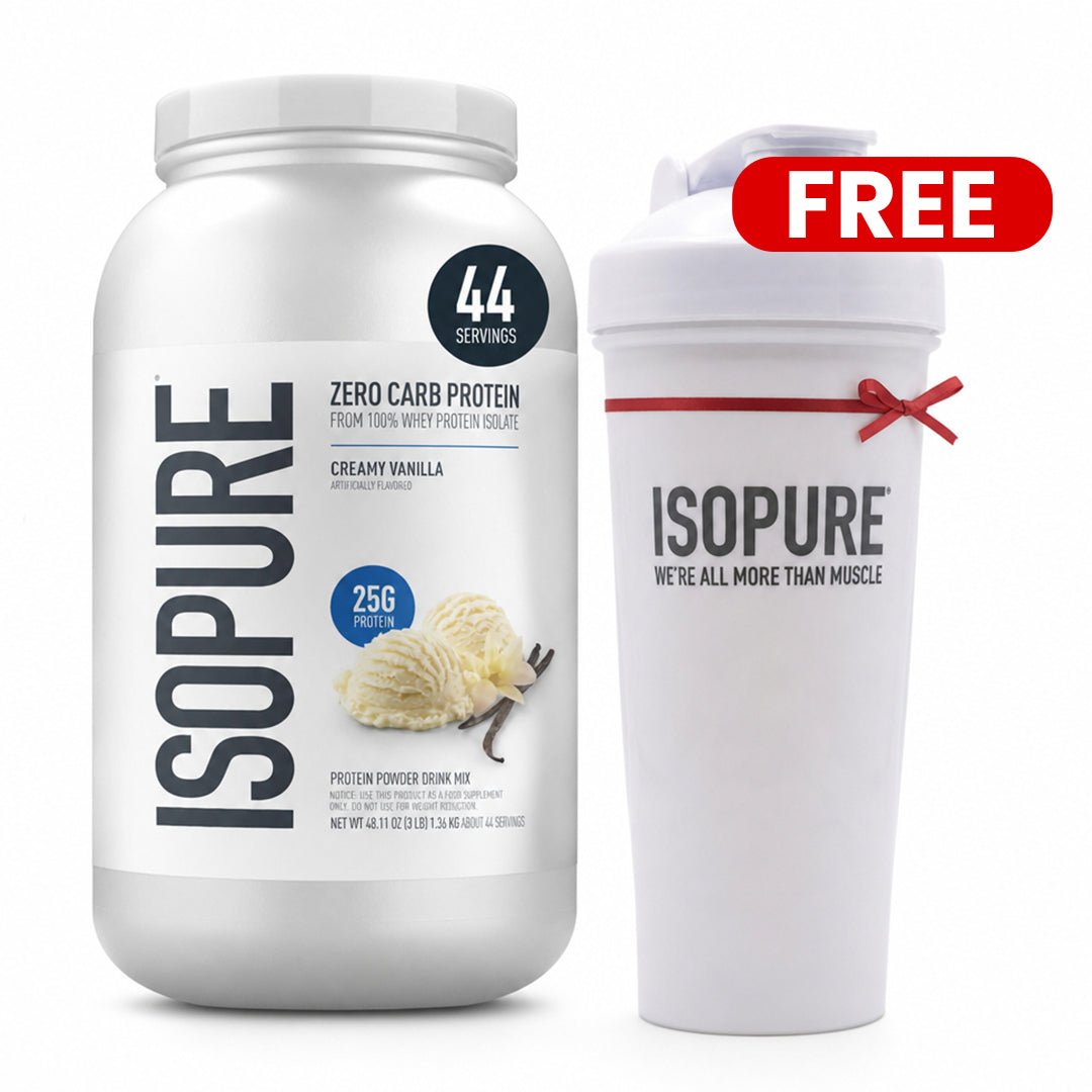 Isopure Zero Carb Whey Protein Isolate Powder – Creamy Vanilla, 3 lbs + FREE Shaker bottle - endnutrition.com